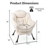 Sillón perezoso moderno de tela de poliéster con estructura de acero y bolsillo lateral