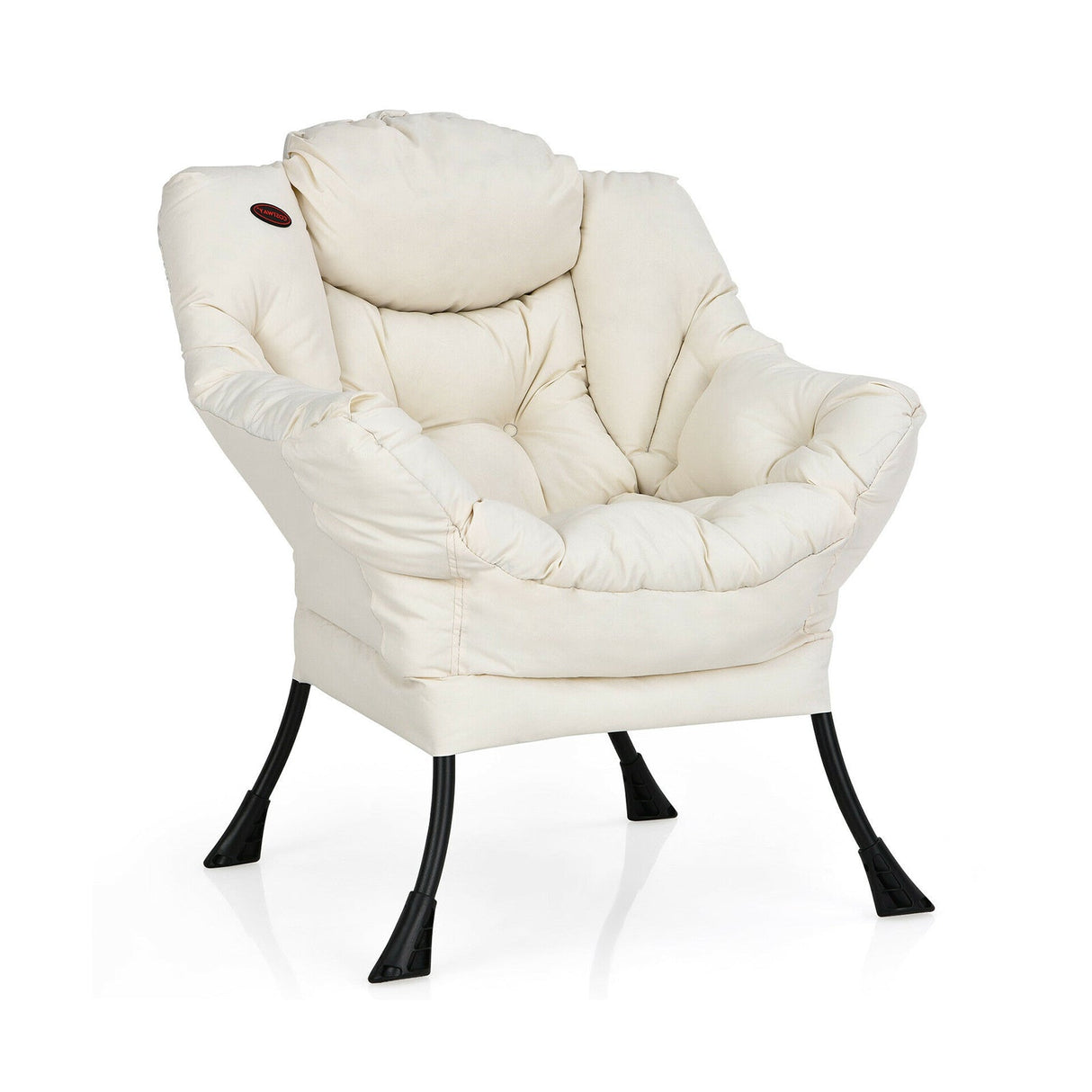Sillón perezoso moderno de tela de poliéster con estructura de acero y bolsillo lateral