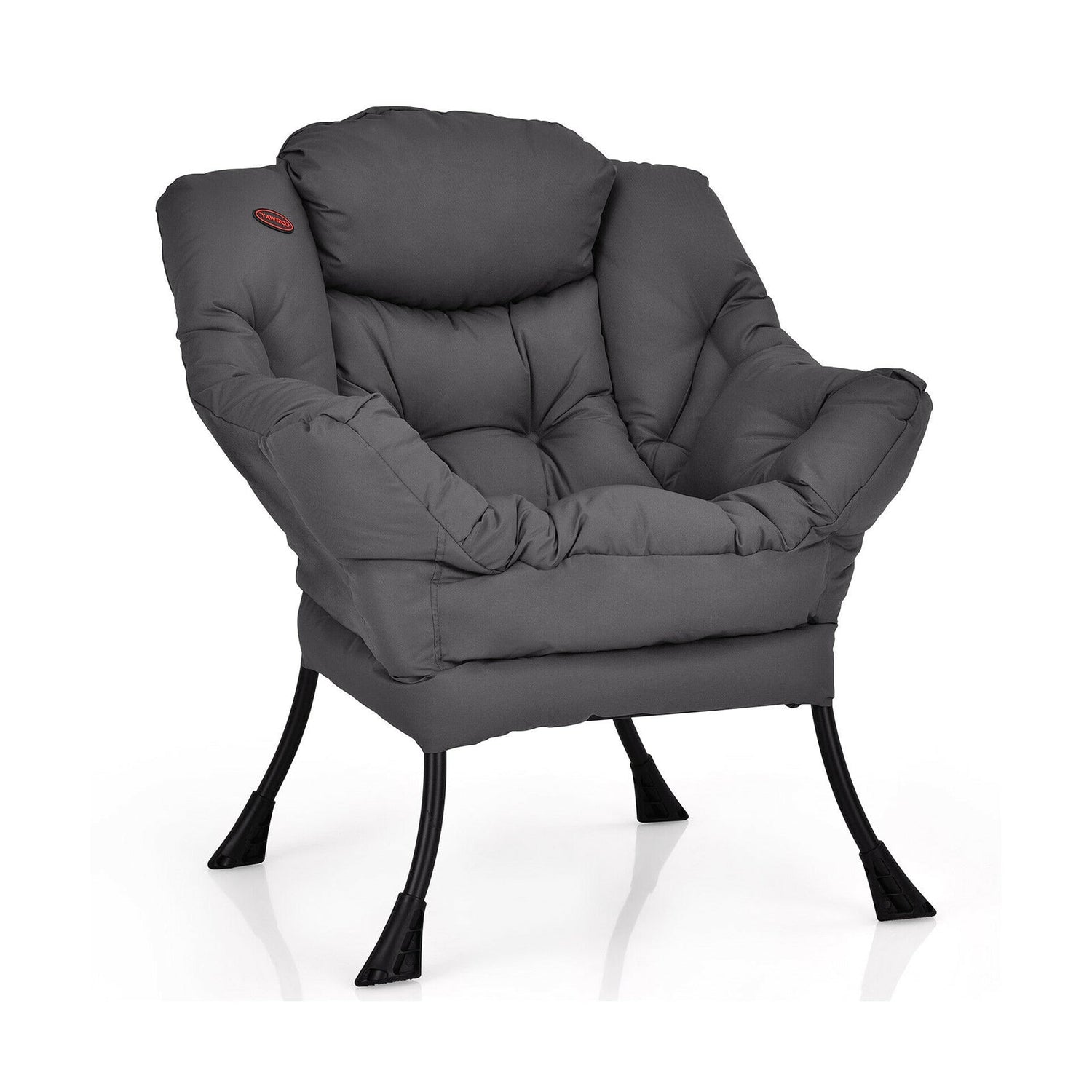 Sillón perezoso moderno de tela de poliéster con estructura de acero y bolsillo lateral