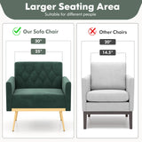 Sillón Moderno de Terciopelo con Respaldo Acolchado Botoné, Patas de Metal Doradas y Almohadillas Ajustables para los Pies
