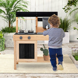 Juego de cocina de barro para niños con 2 fregaderos extraíbles - Natural