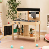 Juego de cocina de barro para niños con 2 fregaderos extraíbles - Natural