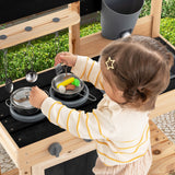 Juego de cocina de barro para niños con 2 fregaderos extraíbles - Natural
