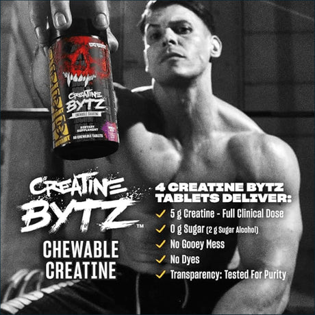 Creatina en tabletas masticables Mutant Bytz, 80 comprimidos masticables