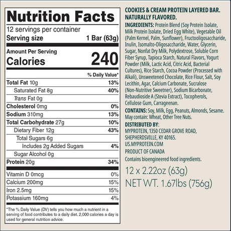Barrita de proteína Myprotein Layered, individual