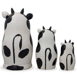 Set of 3 Spotted Cow Family Animal Nesting Figurines 5.5 Inches