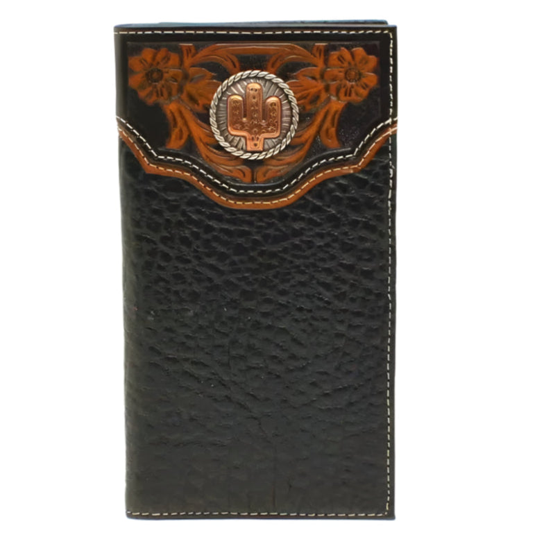 Nocona Floral Embosed Black - Cartera de hombre