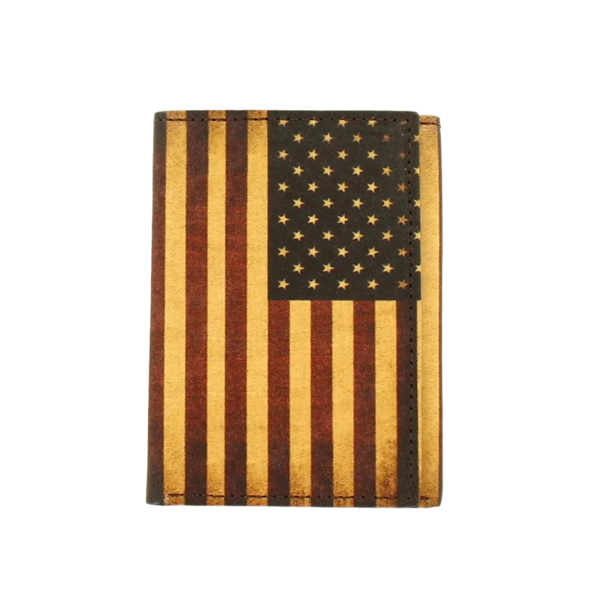 Billetera de cuero Nocona Trifold Vintage USA Flag