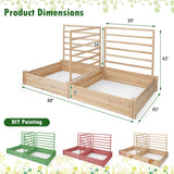 Cama de jardín elevada con 2 maceteros y 3 enrejados - Natural