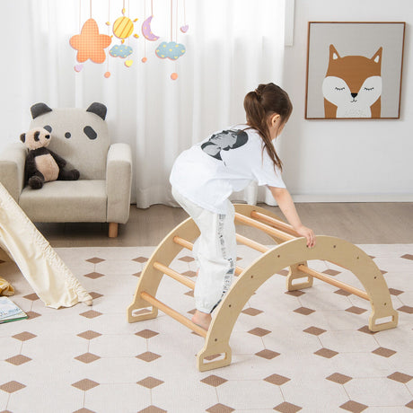 Balanza de arco 2 en 1 con cojín suave para niños pequeños - Natural