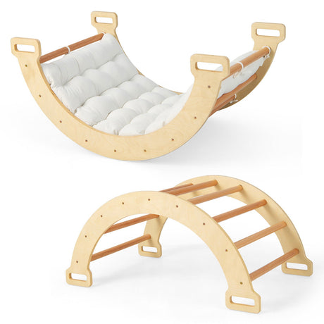 Balanza de arco 2 en 1 con cojín suave para niños pequeños - Natural
