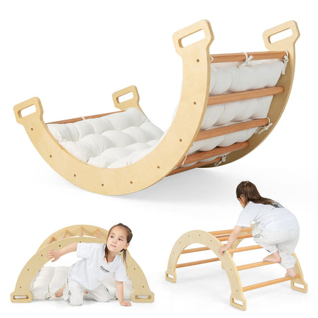 Balanza de arco 2 en 1 con cojín suave para niños pequeños - Natural