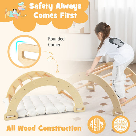 Balanza de arco 2 en 1 con cojín suave para niños pequeños - Natural
