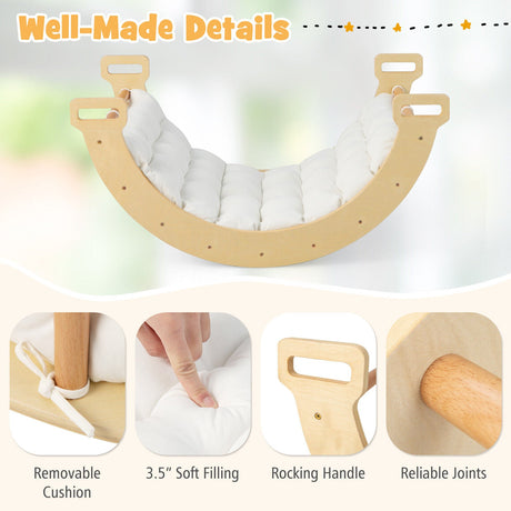 Balanza de arco 2 en 1 con cojín suave para niños pequeños - Natural