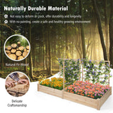 Cama de jardín elevada con 2 maceteros y 3 enrejados - Natural