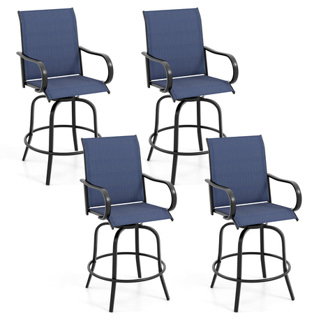 Juego de 2 taburetes de bar giratorios 360 con reposabrazos para patio