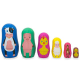 6 Farm Animals Plastic Nesting Dolls Cow, Pig, Chicken, Lamb, Horse & Duck