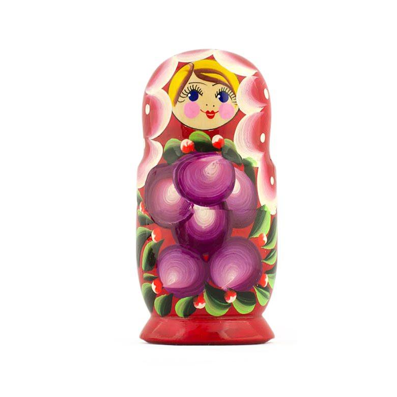 Set of 3 Anemone Flowers Wooden Nesting Dolls 3.5 Inches