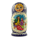 Set of 5 Family Christmas Celebration Wooden Nesting Dolls 6.5 Inches