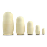 Set of 5 Unpainted Blank Wooden Nesting Dolls 7 Inches