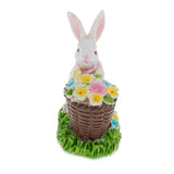 Spring Bunny Figurine With Floral Basket Easter Tabletop Accent 3 Inches Tall