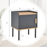 Nightstand Bedside End Table with Door Cabinet for Living Room Bedroom-Gray
