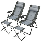 Juego de 2 sillas plegables de comedor con reposapiés, ajustables reclinables, para patio, Patiojoy, gris