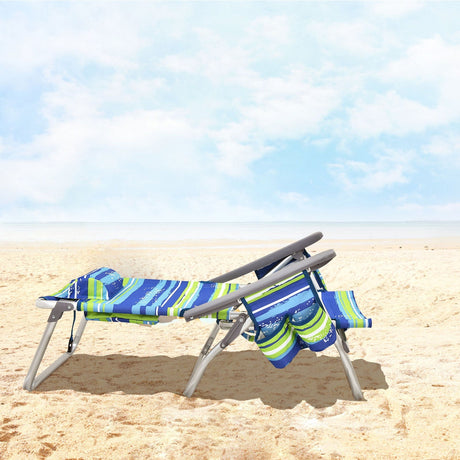 2 sillas de playa plegables tipo mochila con almohada - Rosa