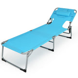 Tumbona de playa plegable con almohada para exteriores - Turquesa