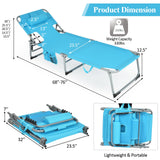 Tumbona de playa plegable con almohada para exteriores - Turquesa
