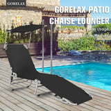 Tumbona reclinable ajustable para exteriores, playa, patio, piscina con parasol