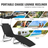 Tumbona reclinable ajustable para exteriores, playa, patio, piscina con parasol