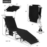 Tumbona reclinable ajustable para exteriores, playa, patio, piscina con parasol
