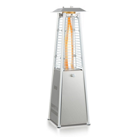 Calentador de patio de mesa portátil de acero inoxidable de 10000 BTU con tubo de vidrio