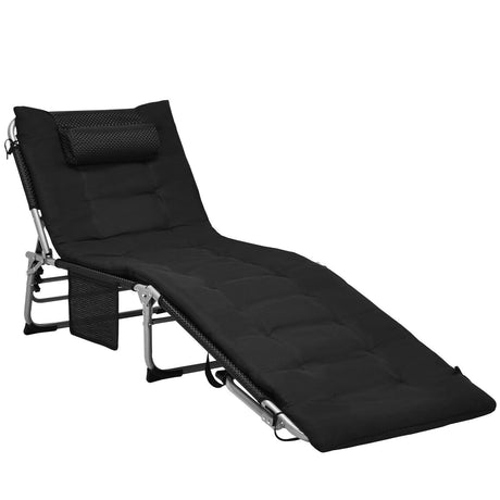 Tumbona plegable acolchada de gran tamaño de 4 pliegues con colchón suave extraíble