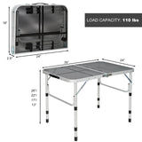 Mesa de aluminio para parrilla con superficie de rejilla de hierro - Plateada