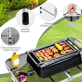 Mesa de aluminio para parrilla con superficie de rejilla de hierro - Plateada