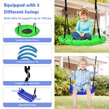 5-In-1 Outdoor Kids Swing Set with A-Shaped Metal Frame and Ground Stake