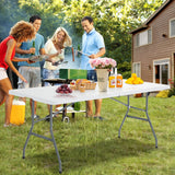 Mesa de camping plegable portátil con asa de transporte