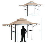 Cenador con toldo para barbacoa de 13.5 x 4 pies con toldos laterales dobles