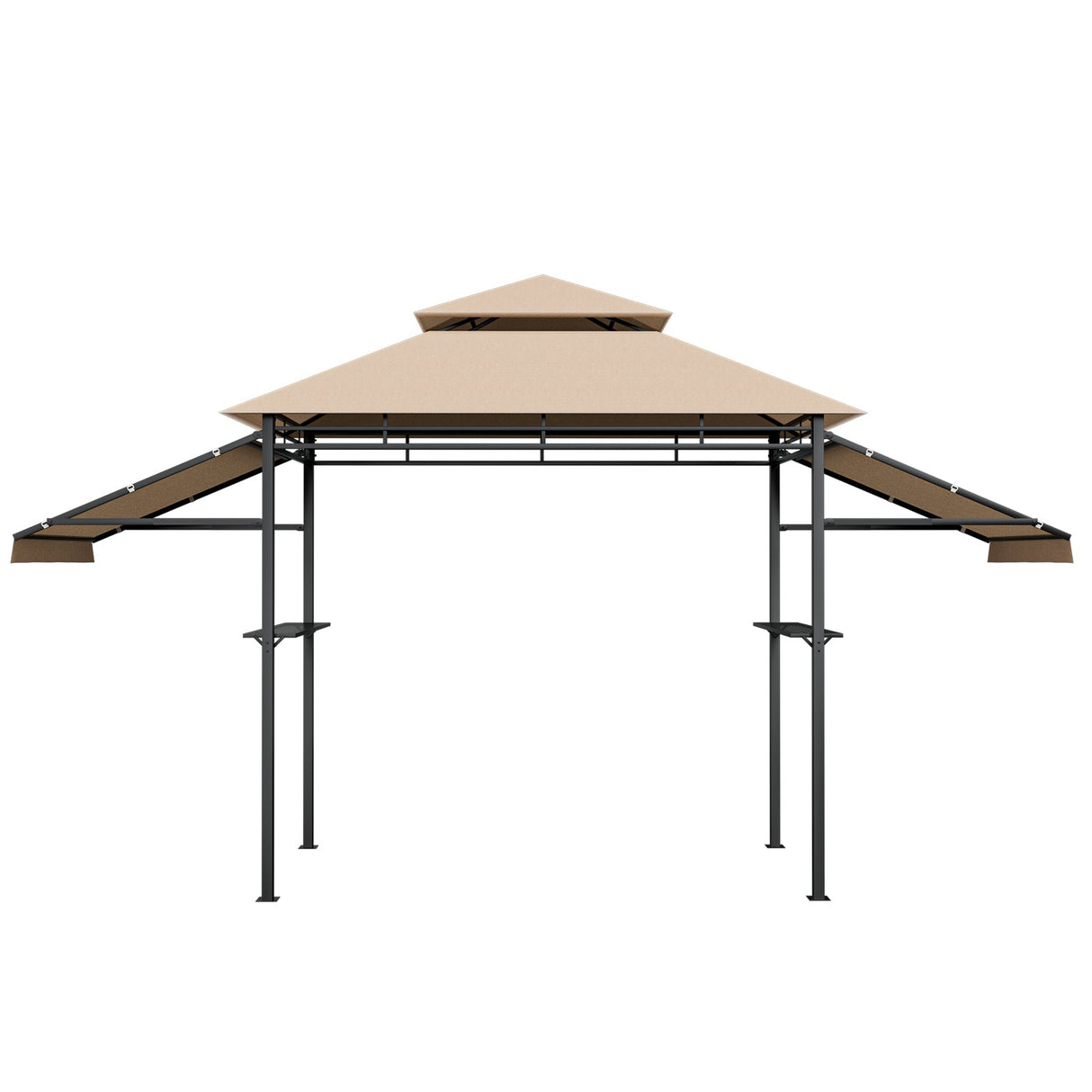 Cenador con toldo para barbacoa de 13.5 x 4 pies con toldos laterales dobles