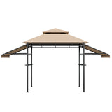 Cenador con toldo para barbacoa de 13.5 x 4 pies con toldos laterales dobles