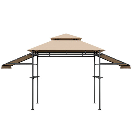 Cenador con toldo para barbacoa de 13.5 x 4 pies con toldos laterales dobles