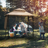 Cenador con toldo para barbacoa de 13.5 x 4 pies con toldos laterales dobles