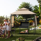 Cenador con toldo para barbacoa de 13.5 x 4 pies con toldos laterales dobles