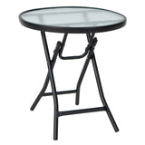Mesa auxiliar de patio con tablero de cristal templado