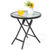Mesa auxiliar de patio con tablero de cristal templado