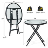 Mesa auxiliar de patio con tablero de cristal templado