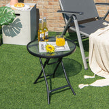 Mesa auxiliar de patio con tablero de cristal templado