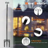 String Light Poles 2 Pack Outdoor Metal Poles with Top Arc Hook and 5-Prong Base